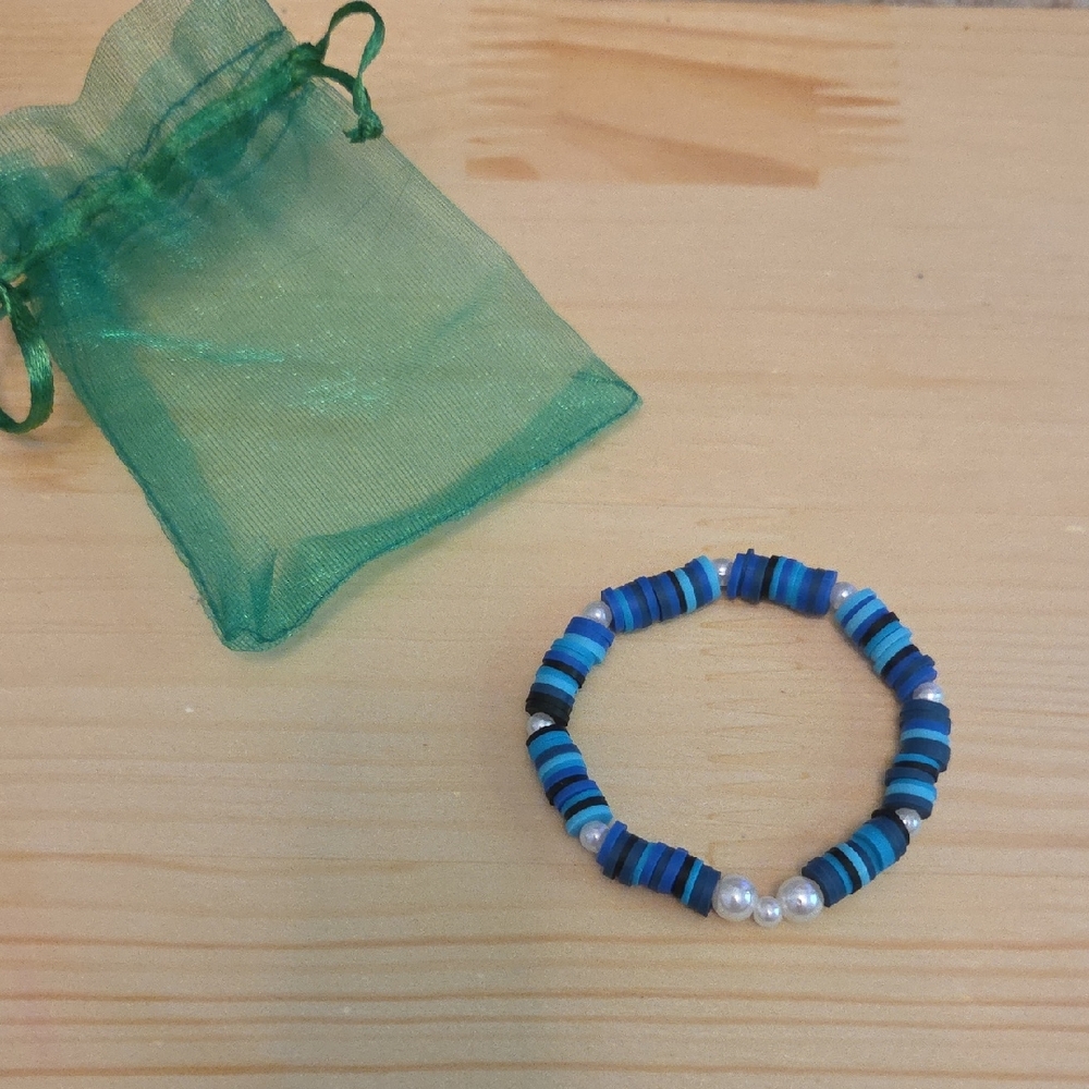 Blue Clay Beaded Bracelet